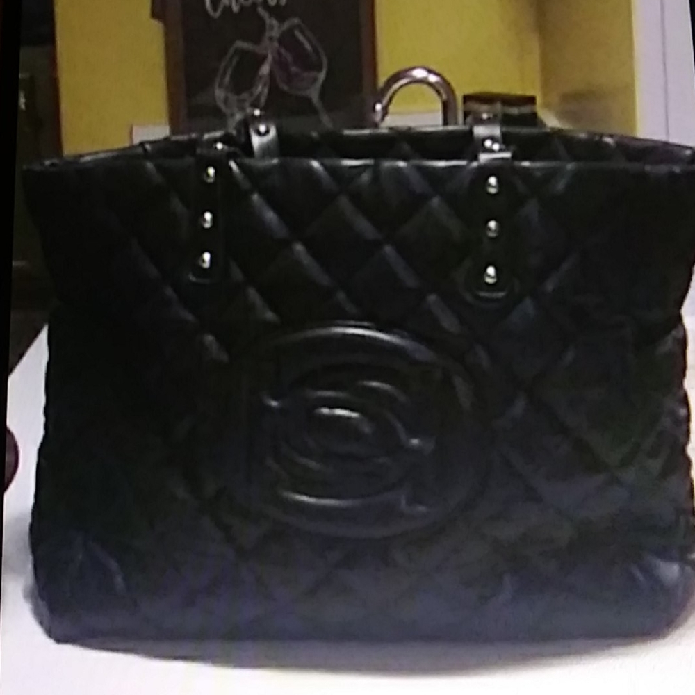 Bebe black quilted tote bag